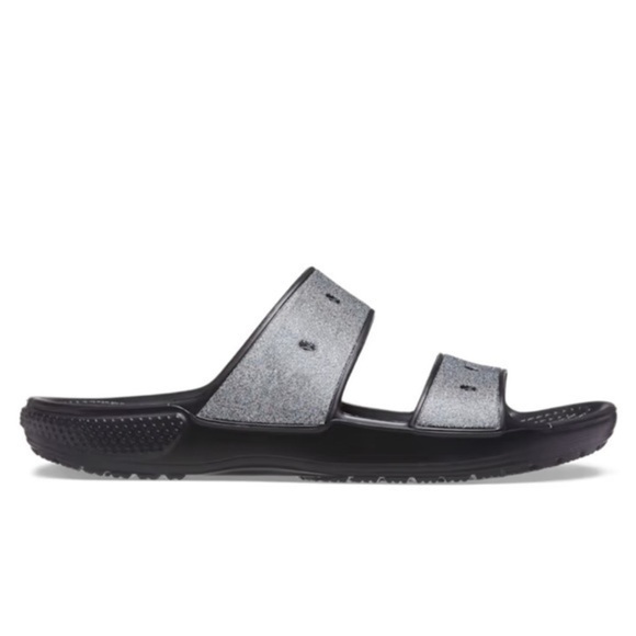 Crocs Classic Slip‎ On Glitter Black Comfy Pool Sandals Slides Mens Size 11 NWT - Picture 6 of 9